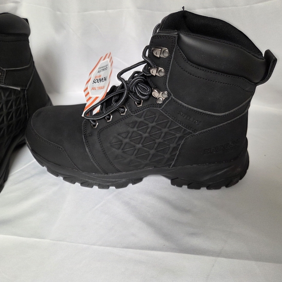 Men\'s Black Lace-Up Safety Steel Toe Work Boots Size 12 main image 4